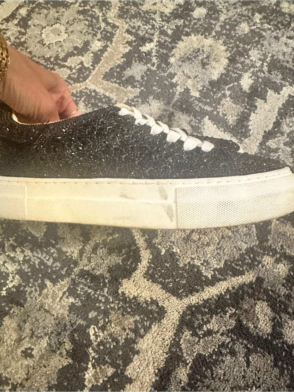 Betsey Johnson Black Glitter Low-Top Lace-Up Sneakers - Picture 5 of 11
